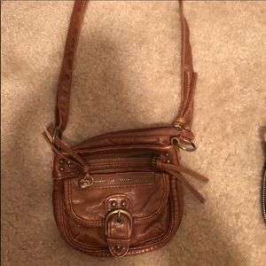 Brown leather crossbody purse
